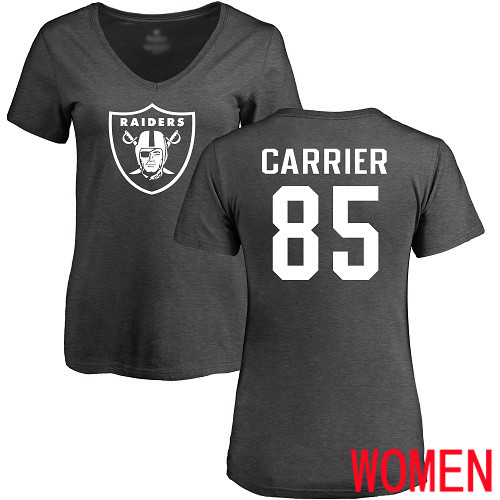Oakland Raiders Ash Women Derek Carrier One Color NFL Football #85 T Shirt->nfl t-shirts->Sports Accessory